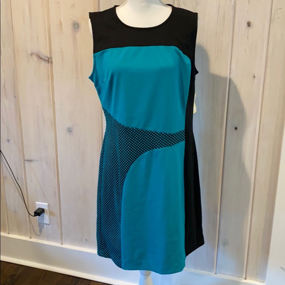 Eci Blue and Black Printed Dress